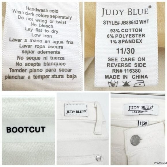 Judy Blue Midrise Pure White with Hem Slit Bootcut Jeans 11 - Picture 10 of 11